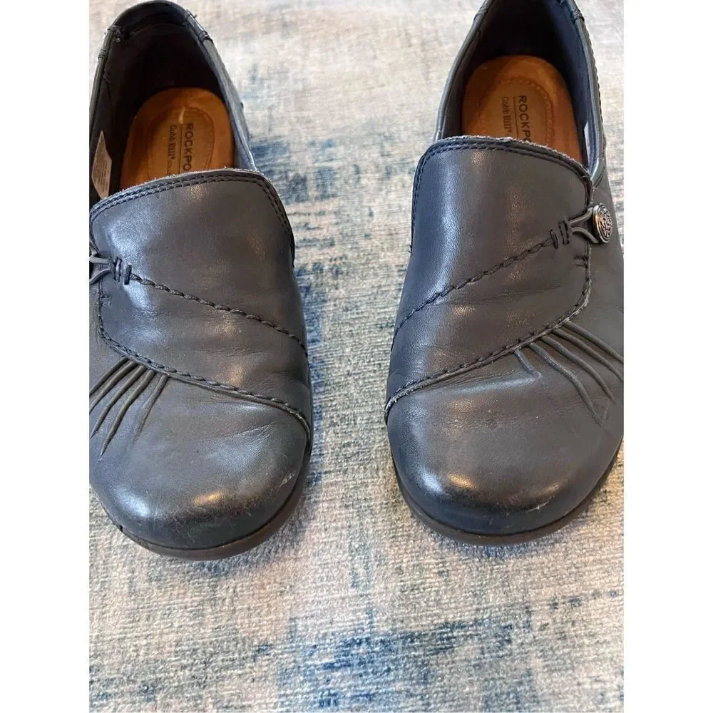 Rockport Navy Blue Cobb Hill Paulette Flat Slip On Shoes 6.5 XW